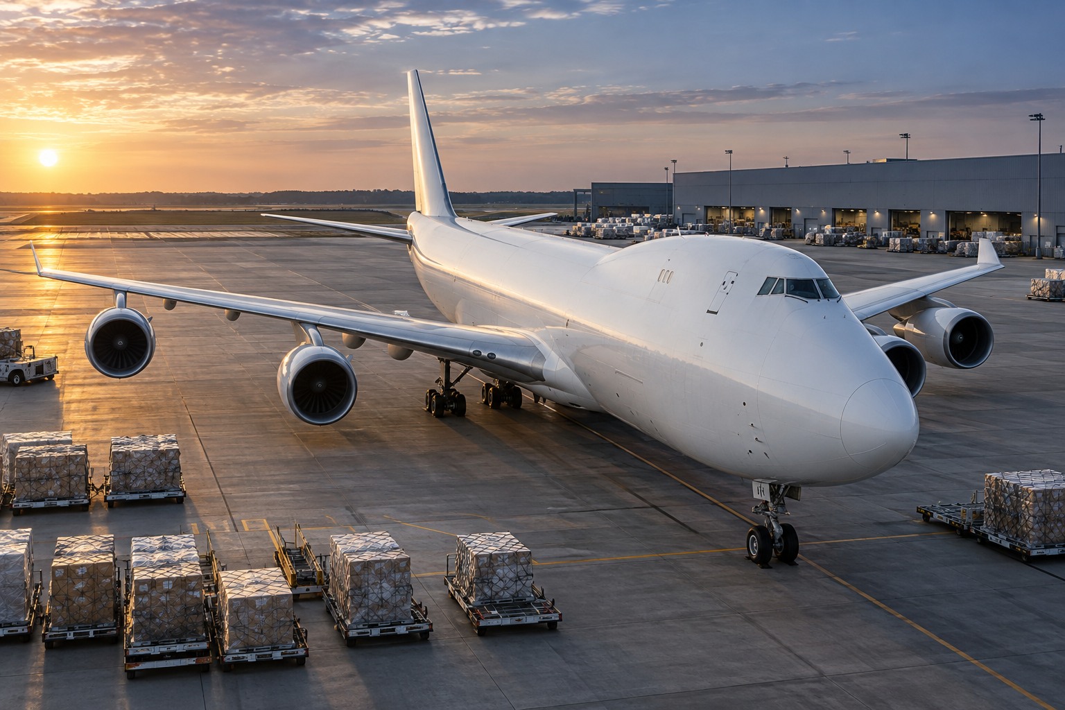Illustration d’un avion cargo sur un terminal de fret