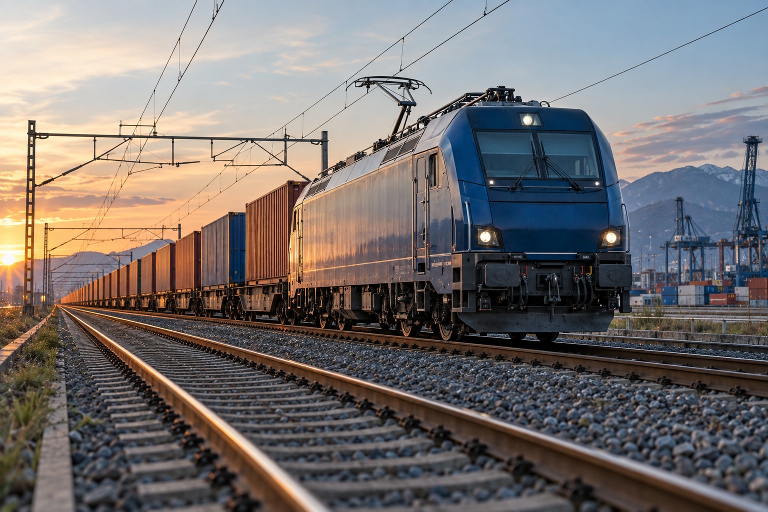 Illustration d’un train de marchandises avec des conteneurs